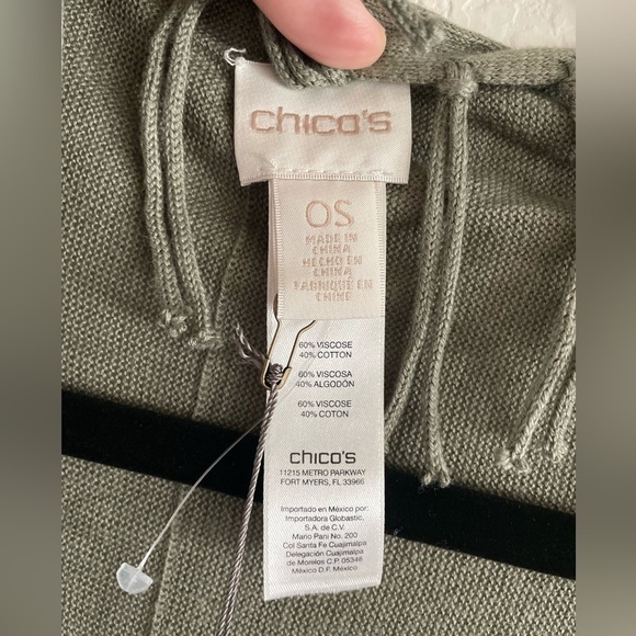 Chicos Women’s Knit Triangle Wrap Fringe Tassel Coastal Grandma Contemporary - Picture 9 of 11